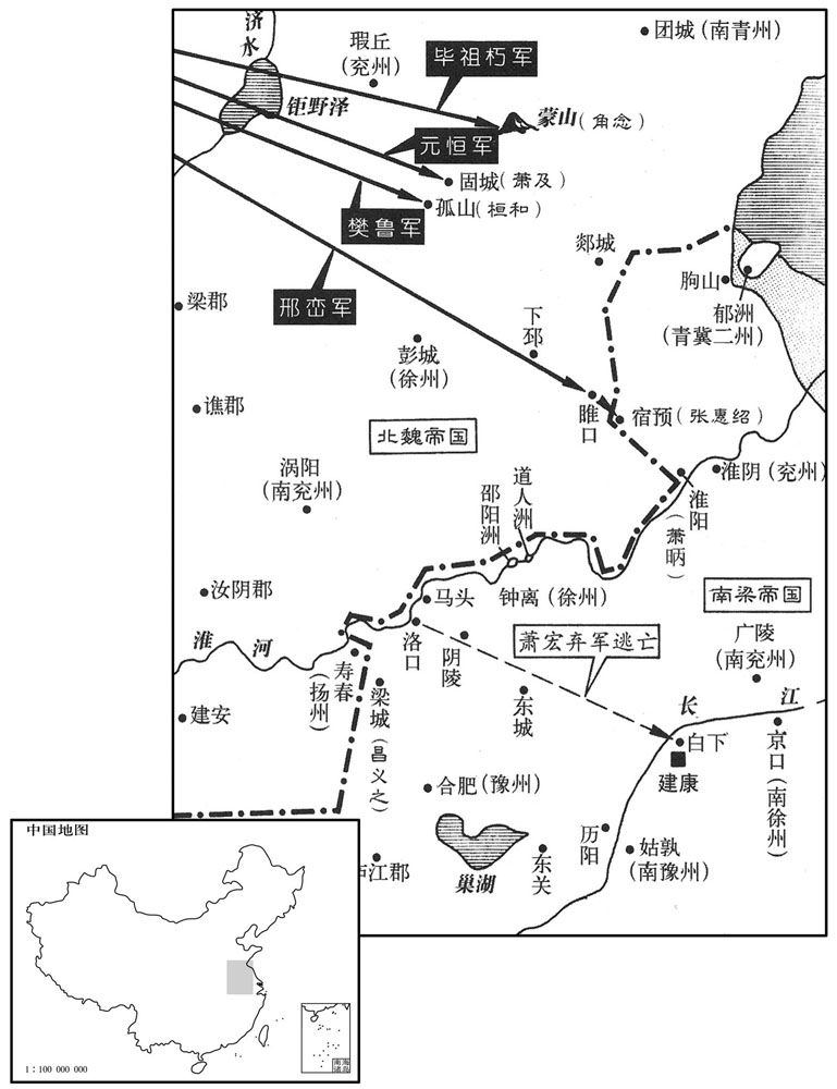 六世纪·五〇六年七月至九月北魏大举反击,南梁北伐统帅萧宏逃跑