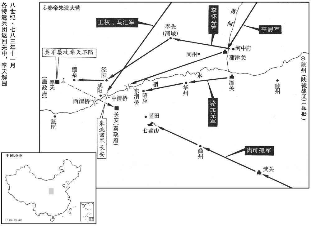 八世纪·七八三年十一月各特遣兵团返回关中,奉天解围