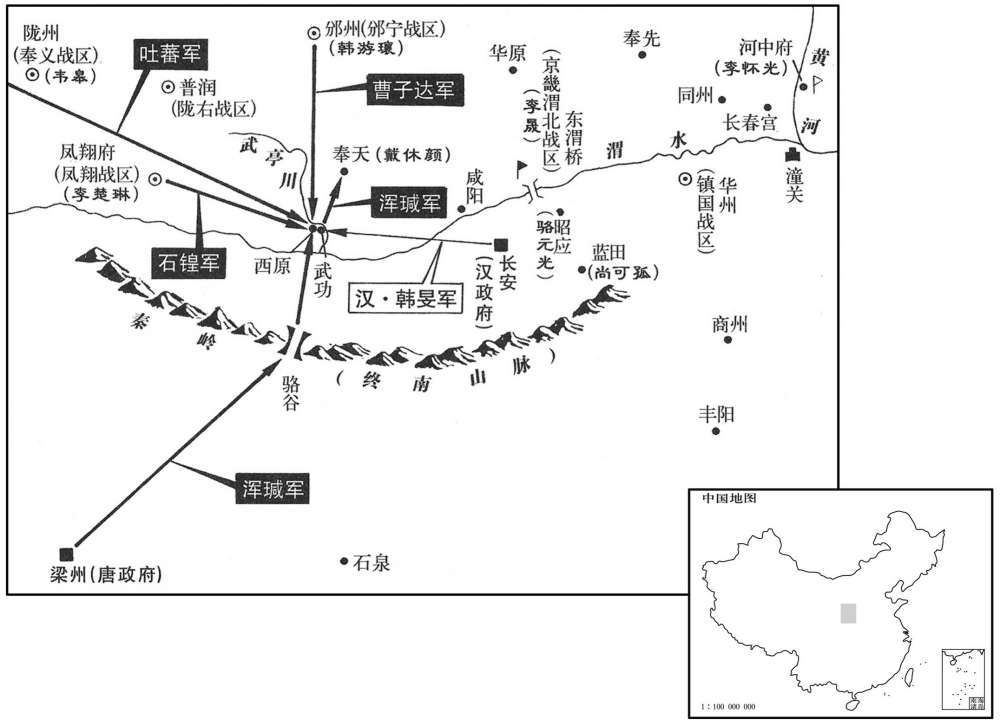 八世纪·七八四年四月浑瑊北上夺取武功,进驻奉天