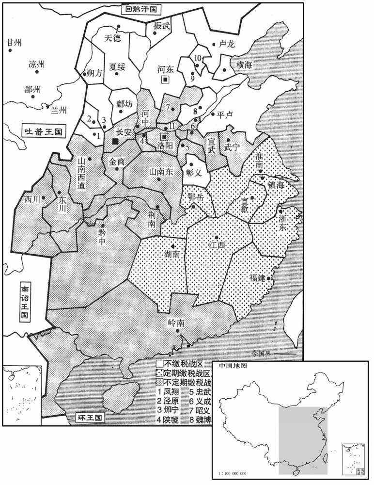 九世纪·八〇七年唐王朝《元和国计簿》记载缴税情况