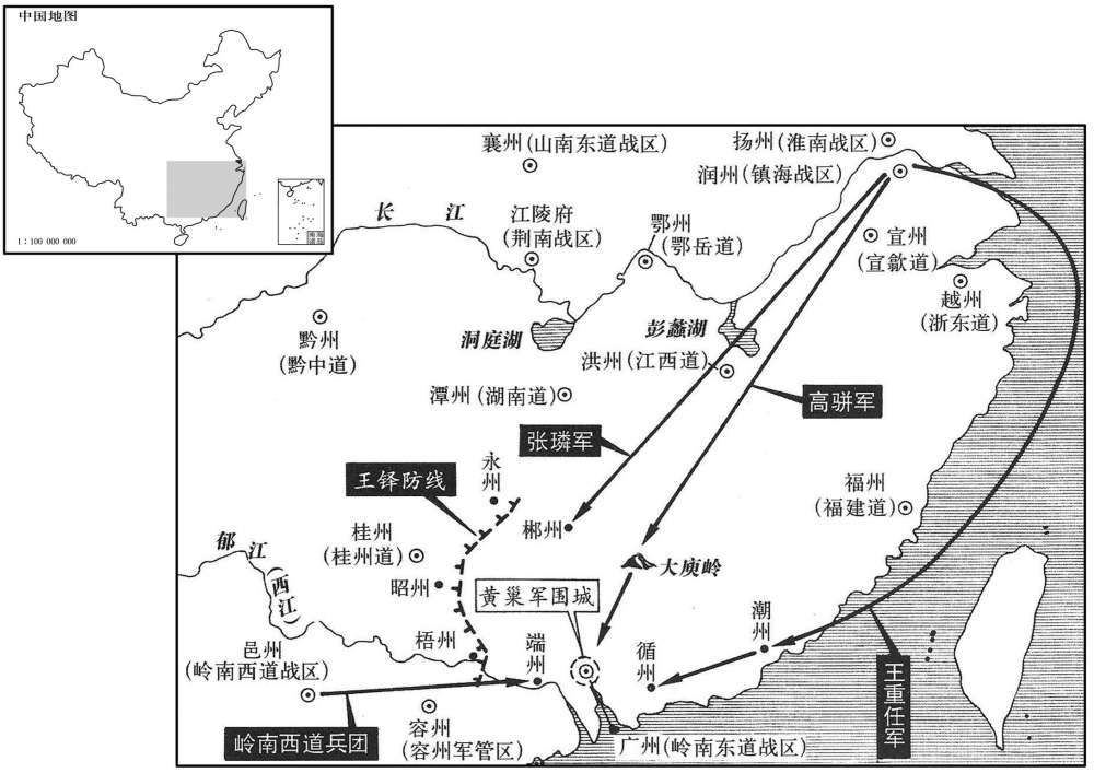 九世纪·八七九年八月高骈三路南讨黄巢大战略