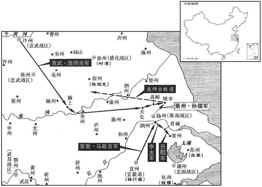 九世纪八八九年十一月至八九〇年二月宣武、宣歙夹攻扬州孙儒