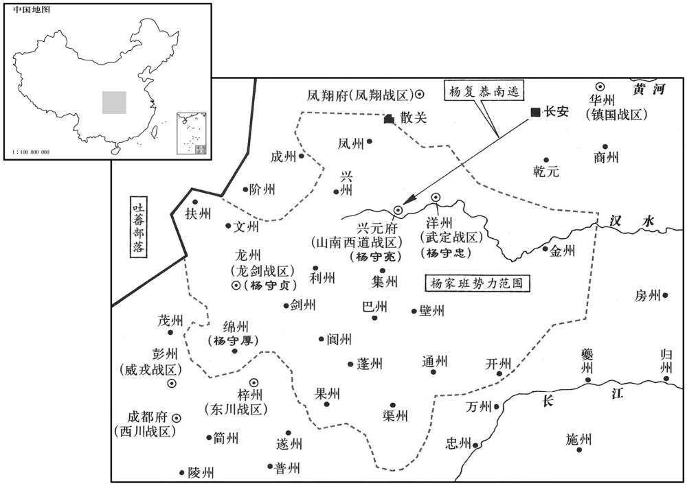九世纪八九一年十月杨复恭南逃山南,杨家班全叛
