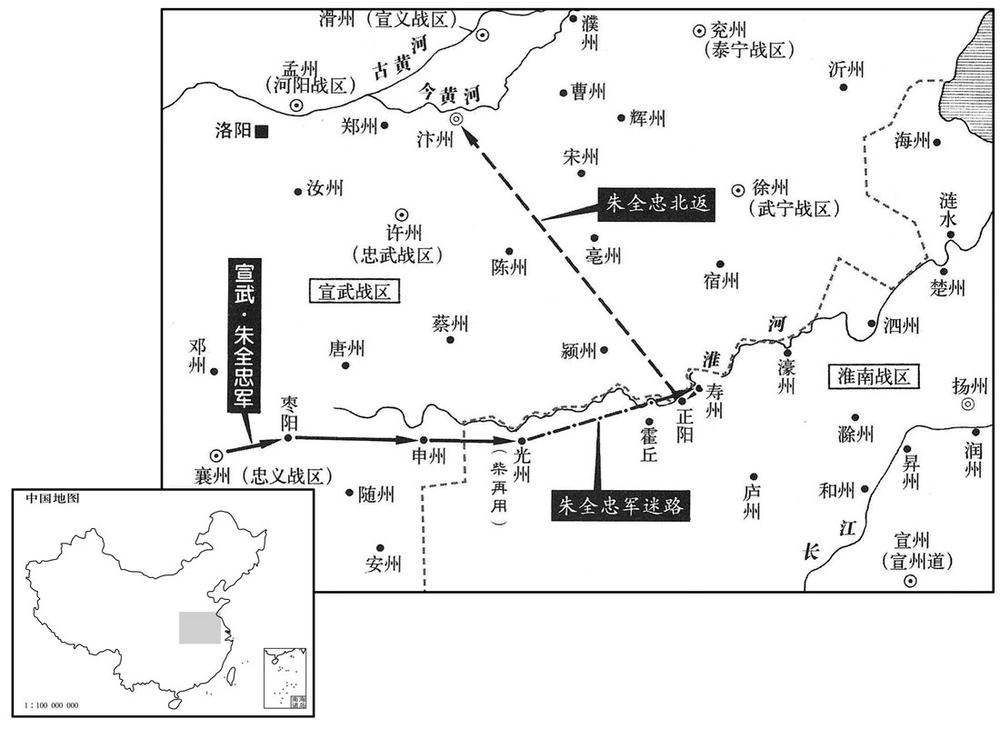 十世纪·九〇五年十月至十一月宣武朱全忠东攻淮南,无功而还