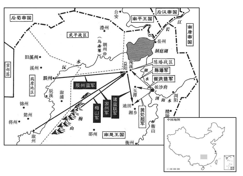 十世纪·九五〇年六月至八月南楚内战·马希萼诱蛮族攻益阳